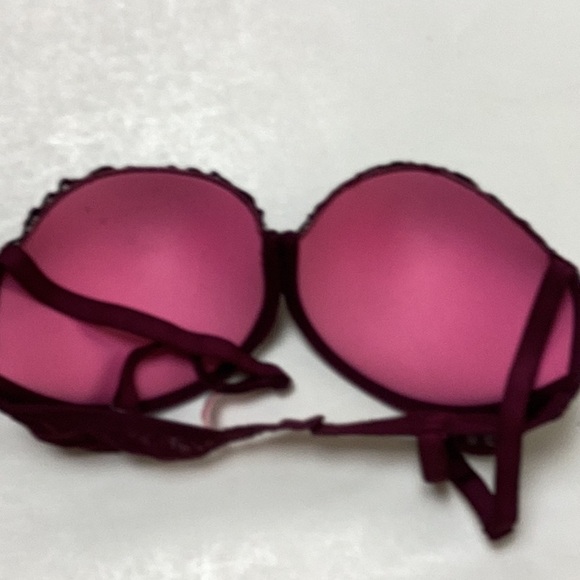 Victoria’s Secret PINK Date Push Up Burgundy Wine Embroidered Lace Bra NWOT - Picture 3 of 11